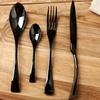 TWEE Black Silverware Set 32 Piece Stainless Steel Flatware Service for 8 Bordered Cutlery Utensil Include Knife Fork Spoon Teaspoon Home Kitchen Tableware Mirror Polished Dishwasher Safe view 1