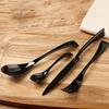 TWEE Black Silverware Set 32 Piece Stainless Steel Flatware Service for 8 Bordered Cutlery Utensil Include Knife Fork Spoon Teaspoon Home Kitchen Tableware Mirror Polished Dishwasher Safe view 3
