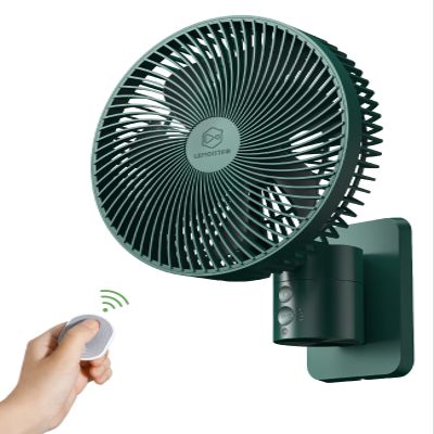 LEMOISTAR 8 Inch Small Wall Mounted Fan with Remote Control, 90 Oscillating, 4 Speeds High Velocity, Timer, Adjustable Tilt, 70 Inch Cord, Quiet, for RV Bedroom Home Office Garage-Green&Black