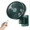 LEMOISTAR 8 Inch Small Wall Mounted Fan with Remote Control, 90 Oscillating, 4 Speeds High Velocity, Timer, Adjustable Tilt, 70 Inch Cord, Quiet, for RV Bedroom Home Office Garage-Green&Black view 1