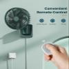 LEMOISTAR 8 Inch Small Wall Mounted Fan with Remote Control, 90 Oscillating, 4 Speeds High Velocity, Timer, Adjustable Tilt, 70 Inch Cord, Quiet, for RV Bedroom Home Office Garage-Green&Black view 4