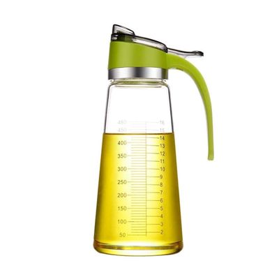 KDLK Olive Oil and Vinegar Dispenser Cruet Bottles Oil Vinegar Bottle Dispenser Glass Olive Oil Bottle Leak-Proof Oil Bottle Transparent,with Scale Measurement High Capacity 530ML (Color : Green)