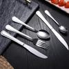 Bordered Silverware Set 20 Piece Stainless Steel Flatware Service for 4 Home Kitchen Restaurant Hotel Cutlery Utensil Include Knife Spoon Fork Dessert Spoon and Fork Mirror Polished view 3