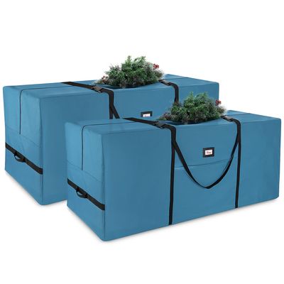 Hearth & Harbor Christmas Tree Storage Bag - Artificial Christmas Tree Bag with Reinforced Handles, Dual Zipper, Wide Opening - Storage Container for Trees and Decorations, 7.5 + 9 FT - 600D Oxford