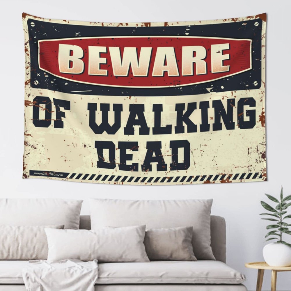 Bar Stuff for Man Cave Beware of Walking Dead Tapestry Wall Tapestry Large Custom Tapestry ( Size : 100X150CM )