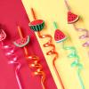 AFZMON 24 PCS Watermelon Drinking Straws Reusable Fruit Plastic Beverages Cocktail Straw with Cartoon Decoration for Kids Watermelon Party Supplies for One in A Melon Birthday Party Favors view 2