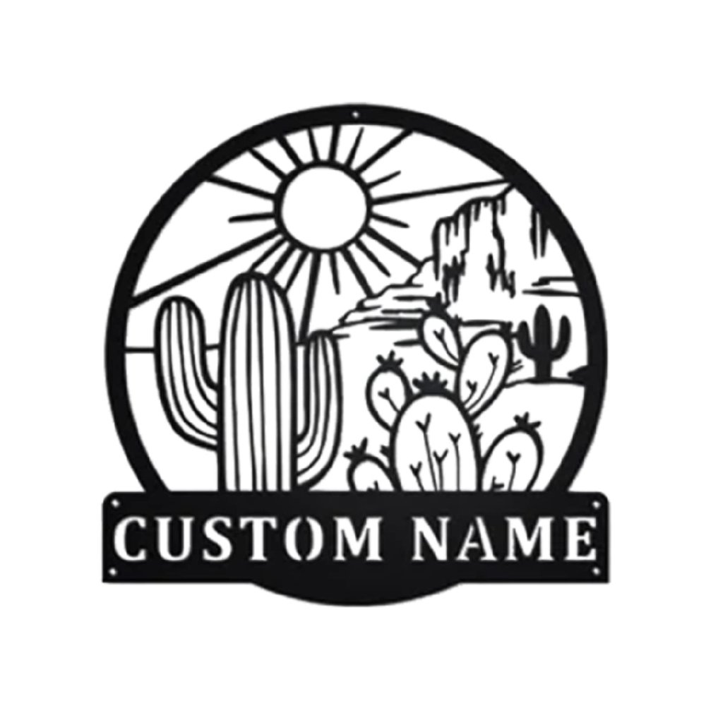 Nanlili PoroX Cactus Lovers Metal Wall Art, Personalized Cactus Signs, Office & Outdoor Metal Signs