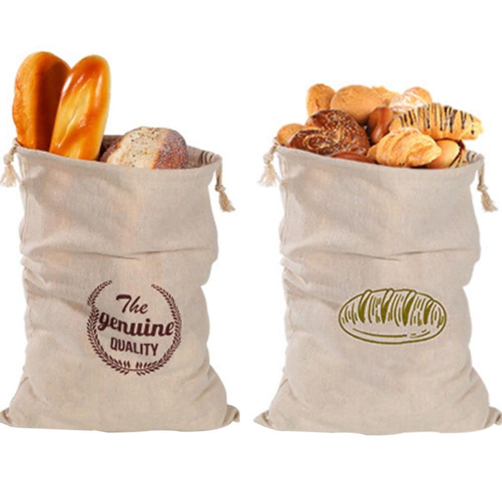 2 PCS Drawstring Bag, 15.75 x 11.81 x 0.2 inch Canvas Drawstring Bags Bread Bag Linen Bread Food Storage Organic Reusable Bag with Drawstring for Bakery Pastries