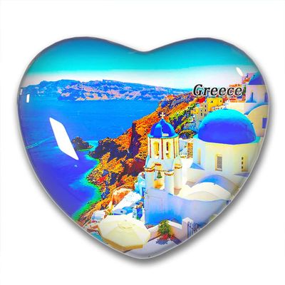 Greece Santorini Oia Fridge Magnets Sticker Kitchen Refrigerator Decoration Magnet Gift Heart Shape