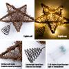 Rattan Natural Star Christmas Tree Topper - Rustic Farmhouse Xmas Treetop with 50 Warm LED Lights for Indoor Christmas Tree Decorations Holiday Seasonal Decor view 3