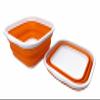 SAMMART 5.5L (1.4 Gallons) Set of 2 Collapsible Tub - Foldable Dish Tub - Portable Washing Basin - Space Saving Plastic Washtub (White/Orange) view 2