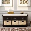 Yoluckea Rustic Storage Bench with 3 Drawers and 3 Rattan Baskets, Shoe Bench for Living Room, Entryway (Espresso) view 1