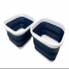 SAMMART 5.5L (1.4 Gallons) Set of 2 Collapsible Tub - Foldable Dish Tub - Portable Washing Basin - Space Saving Plastic Washtub (White/Indigo) view 1