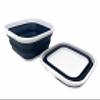 SAMMART 5.5L (1.4 Gallons) Set of 2 Collapsible Tub - Foldable Dish Tub - Portable Washing Basin - Space Saving Plastic Washtub (White/Indigo) view 2