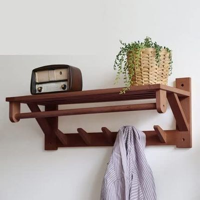 YQBUER Solid Wood Wall Hanging Coat Rack Bedroom Storage Rack Wall Storage Rack Porch Hanger Simple Hanger (Color : A, Size : 60cm)