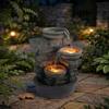Cheng Pin 3 Tiers Outdoor Water Fountain, 28 Inch Tall Stacked Stones Cascading Bowl Fountain, Relaxing Waterfall Flow Water Feature, Bird Rest Station for Garden, Lawn, Yard Outdoor Decor view 2