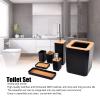 7Pcs Black Bamboo Bathroom Accessories Set Toilet Toothbrush Holder Set Bamboo Soap Box Toothbrush Trash Bin Kit Bamboo Bathroom Accessory Set for Home Hotel(Black) view 3