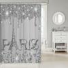 Erosebridal Eiffel Tower Shower Curtain 72x72 for Kids Boys Girls,Retro Grey Bling Bling Sparkles Bathroom Curtain,Gradient Diamond Bath Curtain Bathtubs Decor,Girly Sequins Waterproof Shower Curtain view 2
