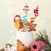 24 PCS Christmas Party Favors Drinking Straws Reusable Plastic Straw with Cartoon Decoration for Kids Party Supplies for New Year, Christmas, Birthday Party, 8 Styles view 3
