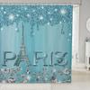 Erosebridal Eiffel Tower Shower Curtain 72x72 for Kids Boys Girls,Teal Bling Bling Sparkles Bathroom Curtain,Gradient Diamond Bath Curtain,Girly Sequins Waterproof Shower Curtain Bathtubs Decor view 1