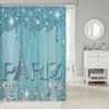 Erosebridal Eiffel Tower Shower Curtain 72x72 for Kids Boys Girls,Teal Bling Bling Sparkles Bathroom Curtain,Gradient Diamond Bath Curtain,Girly Sequins Waterproof Shower Curtain Bathtubs Decor view 2