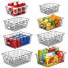 8 Set, Extra Large Wire Baskets for Organizing with Lables, Cabinet Pantry Organization and Storage Bins - Metal Basket for Kitchen, Laundry, Garage, Fridge, Bathroom Countertop Organizer, Black view 1