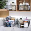 8 Set, Extra Large Wire Baskets for Organizing with Lables, Cabinet Pantry Organization and Storage Bins - Metal Basket for Kitchen, Laundry, Garage, Fridge, Bathroom Countertop Organizer, Black view 4
