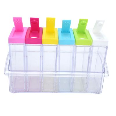 6 Cases Spice Shaker Jars, Seasoning Box Plastic Seasoning Storage Container Clear Condiment Jar Set for Spice, Salt and Pepper