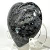 63mm Larvikite Puffy Heart Natural Labradorite & Moonstone Crystal Sparkling Feldspar Mineral Stone Heart - India + Acrylic Display Stand view 2