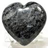 63mm Larvikite Puffy Heart Natural Labradorite & Moonstone Crystal Sparkling Feldspar Mineral Stone Heart - India + Acrylic Display Stand view 4
