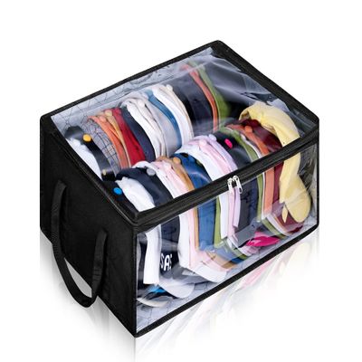 AOODA Wide Hat Storage for Baseball Caps, Large Capacity Hat Organizer for Closet Cap Holder Holds up to 40 Snapbacks, Black
