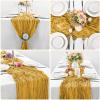 10 Pcs Mustard Cheesecloth Table Runner 10FT, Gauze Table Runner for Wedding Reception Sheer Bridal Shower Birthday Party Boho Table Decoration, Rustic Romantic Wedding Runner view 4