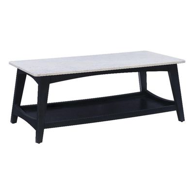 Powell Furniture Linon Pace Wood and Marble Coffee Table in Gray