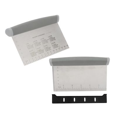 2Pcs Dough Pastry Scraper Cutter, Stainless Steel Scraper for Griddle Bench Scraper for Baking Scale with Measurement Scale and Cover