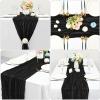 10 Pcs Black Cheesecloth Table Runner 10FT, Gauze Table Runner for Wedding Reception Sheer Bridal Shower Birthday Party Boho Table Decoration, Rustic Romantic Wedding Runner view 4