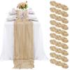 10 Pcs Beige Cheesecloth Table Runner 10FT, Gauze Table Runner for Wedding Reception Sheer Bridal Shower Birthday Party Boho Table Decoration, Rustic Romantic Wedding Runner view 1