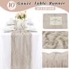 10 Pcs Rosy Brown Cheesecloth Table Runner 10FT, Gauze Table Runner for Wedding Reception Sheer Bridal Shower Birthday Party Boho Table Decoration, Rustic Romantic Wedding Runner view 2
