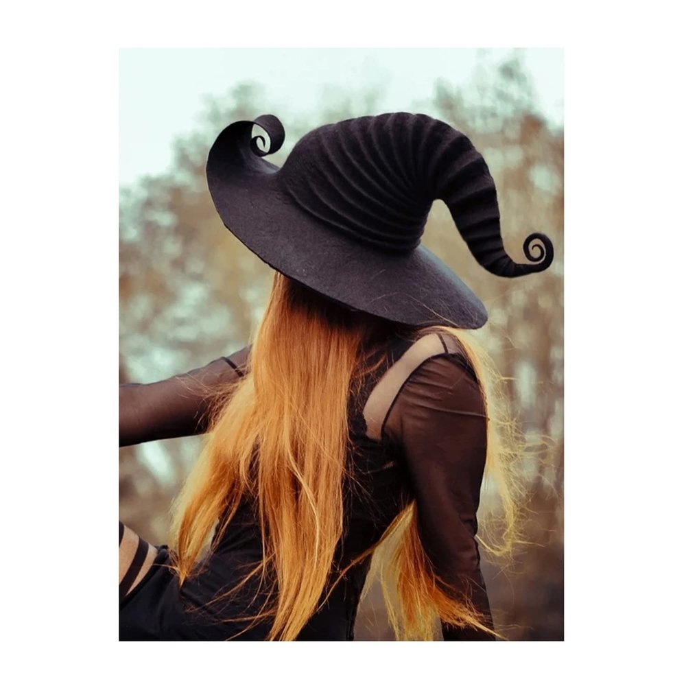 YTCPMHEA 2023 New Felt Costume Accessories - Durable Black Witch Hat for Halloween Decoration and Women's Costume