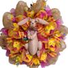 Burlap Easter Bunny with Easter Egg Basket Deco Mesh Wreath view 1