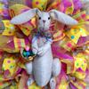 Burlap Easter Bunny with Easter Egg Basket Deco Mesh Wreath view 2