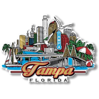 Tampa, Florida City Magnet by Classic Magnets, 3D Rubber Vintage-Style Collectible Souvenirs and Gifts Made in the USA, 4.2" x 3"