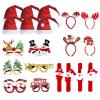 20Pcs Christmas Glasses and Headbands Christmas Hat Christmas Party Set, Christmas Party Supplies Xmas Decoration for Holiday Season Parties Favors, Christmas Photo Booth Props view 1