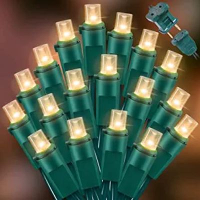 LAMPHOME 300 LED Warm White Christmas Lights, 64.8 Ft Ultra Bright Waterproof Christmas Mini Tree String Lights with Green Wire for Indoor and Outdoor Use, Christmas Trees, Holidays, Patios Garden