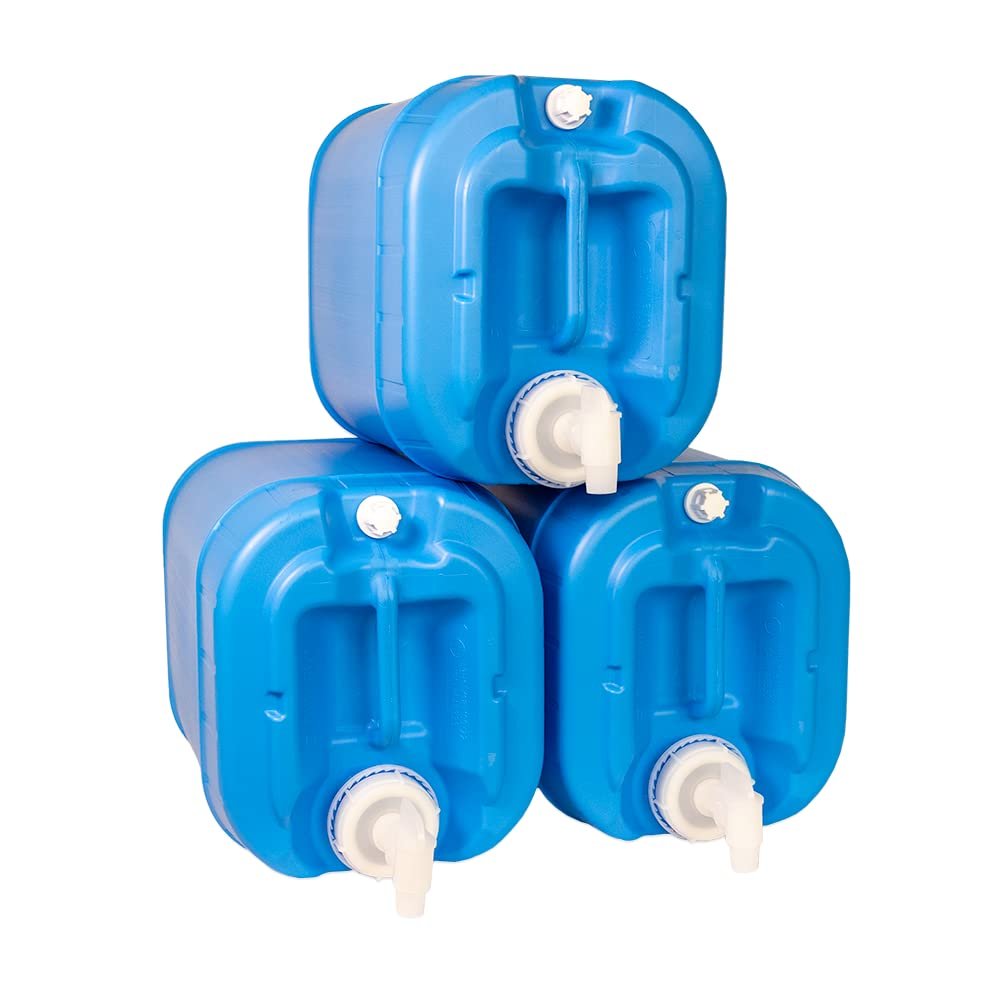 Valley Food Storage 5 Gallon Stackable Water Containers (3-Pack) | BPA-Free Food Grade Emergency Water Storage Jugs | Durable Prepper Water Supply for Camping, Survival Gear, Disaster Preparedness