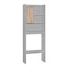 Better Home Products Ace Over The Toilet Storage Cabinet in Light Gray & Oak view 1
