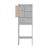 Better Home Products Ace Over The Toilet Storage Cabinet in Light Gray & Oak view 4