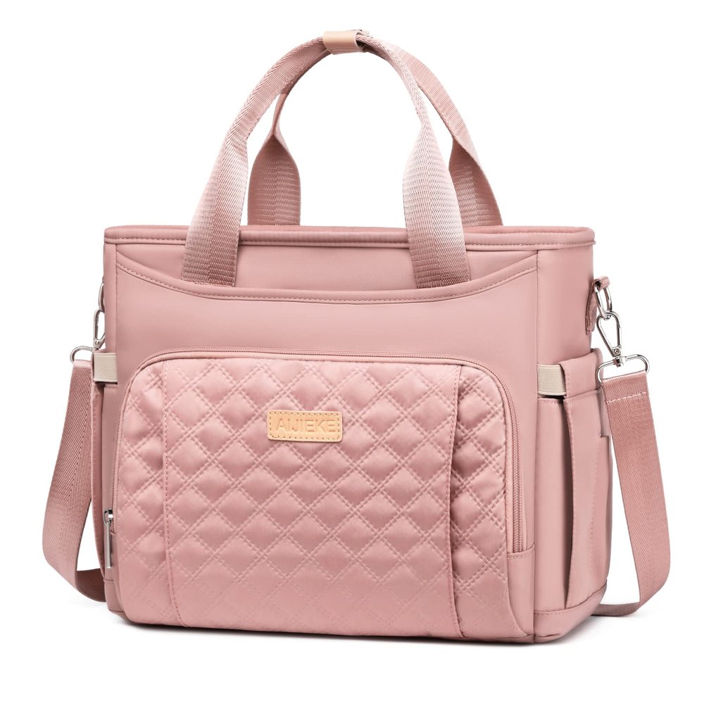 AIJIEKE Insulated Lunch Bag for Women, Lunch Box, Lunch Tote for Work, Large Leak Proof Cooler Bag with Removable Strap, Reusable Adult Lunchbag, Picnic, Office, Beach, Pink
