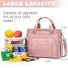 AIJIEKE Insulated Lunch Bag for Women, Lunch Box, Lunch Tote for Work, Large Leak Proof Cooler Bag with Removable Strap, Reusable Adult Lunchbag, Picnic, Office, Beach, Pink view 2