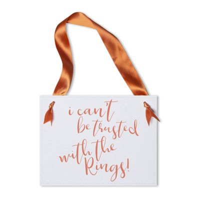 Ring Bearer Wedding Sign & Flower Girl Ceremony Banner Classic (Can't Be Trusted Orange)