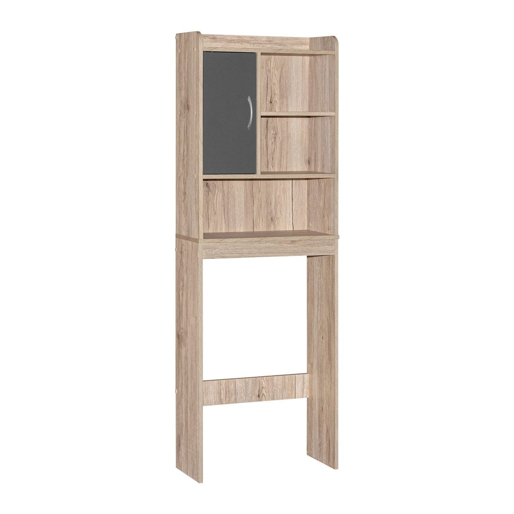 Better Home Products Ace Over The Toilet Storage Cabinet in Oak & Dark Gray